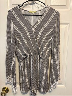 Gianni Bini Striped Romper with Tassels